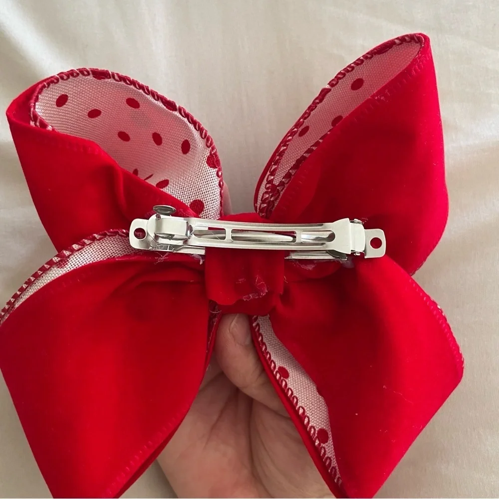 Handmade Red Bow with Pearls elegant polkadot valentines day feminine love chic